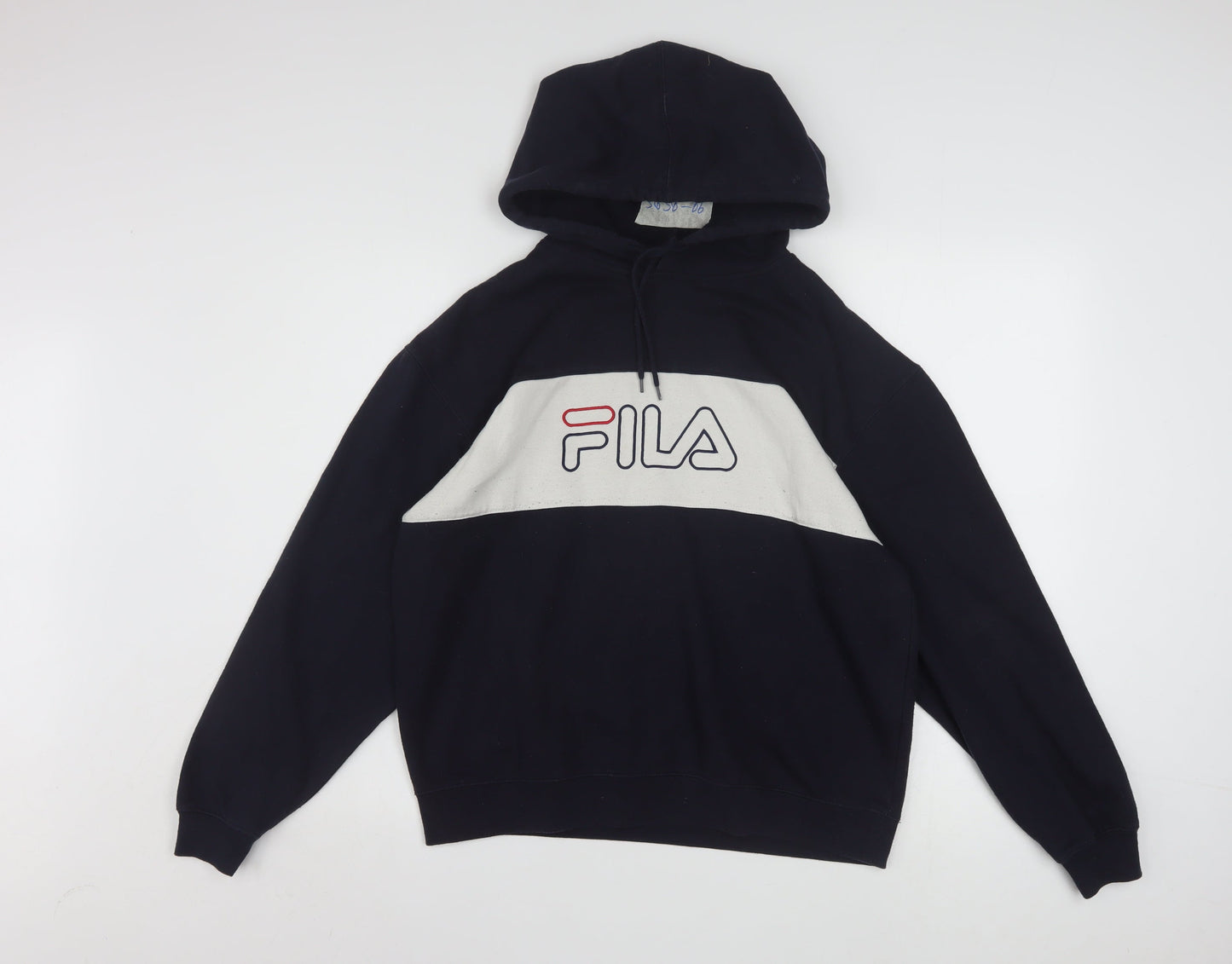 Fila Boys Black XL Pullover Hoodie with Logo and Colourblock Design