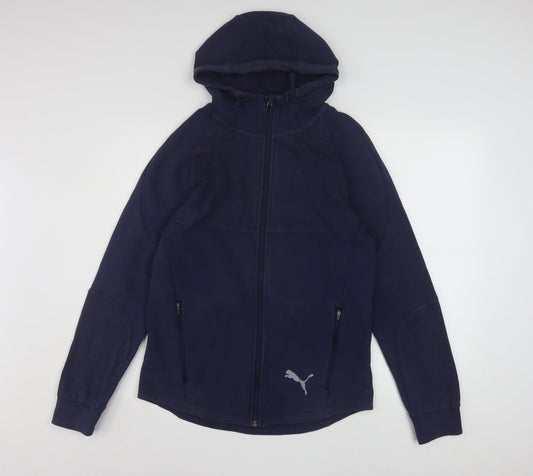 Puma Mens Navy Full Zip Hoodie Small Cotton Blend Activewear
