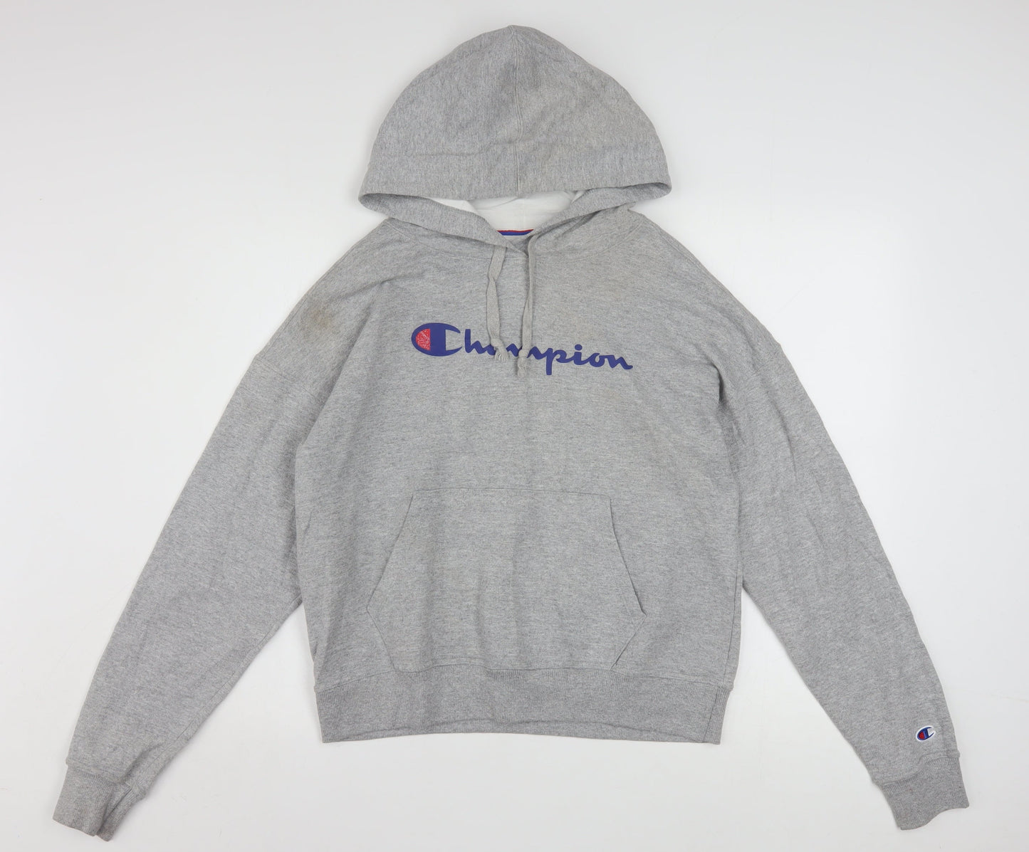 Champion Womens Grey Pullover Hoodie Small Athletic Logo Sweatshirt