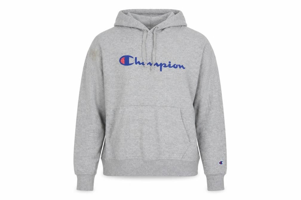 Champion Womens Grey Pullover Hoodie Small Athletic Logo Sweatshirt