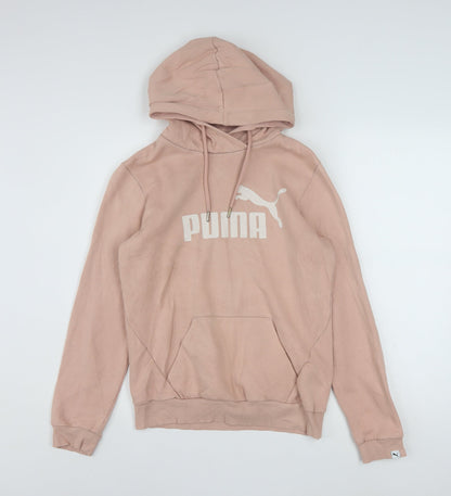 Additional front view of Puma women’s pink pullover hoodie, size UK 10, cotton blend