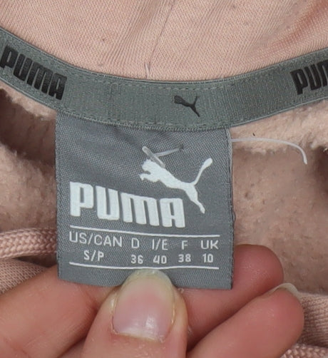 Puma Womens Pink Pullover Hoodie Size UK 10 Cotton Blend
