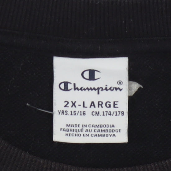 Champion Boys Black Pullover Sweatshirt 15-16 Years Crew Neck Logo