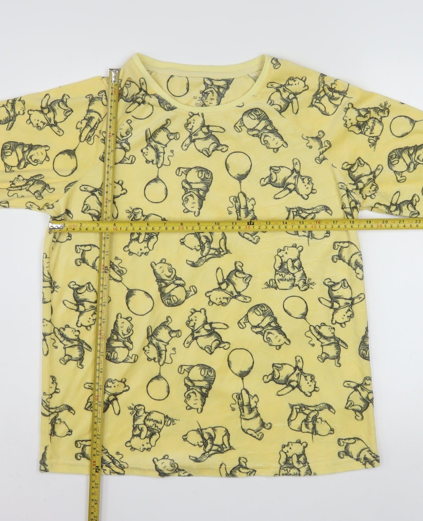 Disney Women Yellow Winnie the Pooh Long Sleeve Fleece Nightshirt Size 10-12