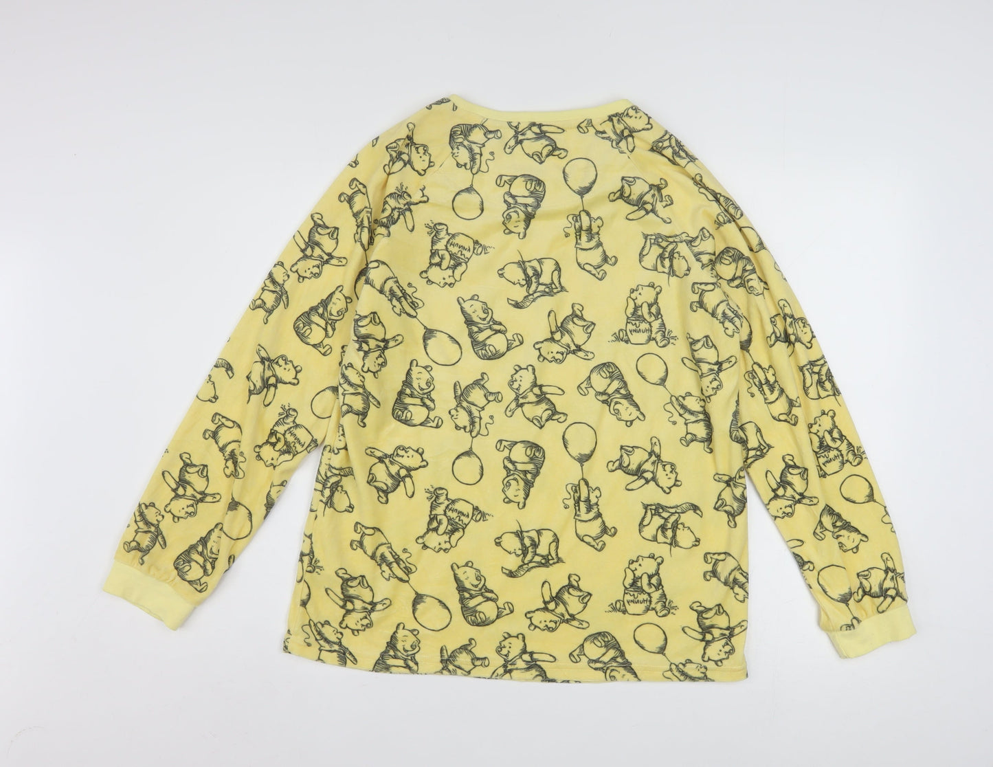 Disney Women Yellow Winnie the Pooh Long Sleeve Fleece Nightshirt Size 10-12