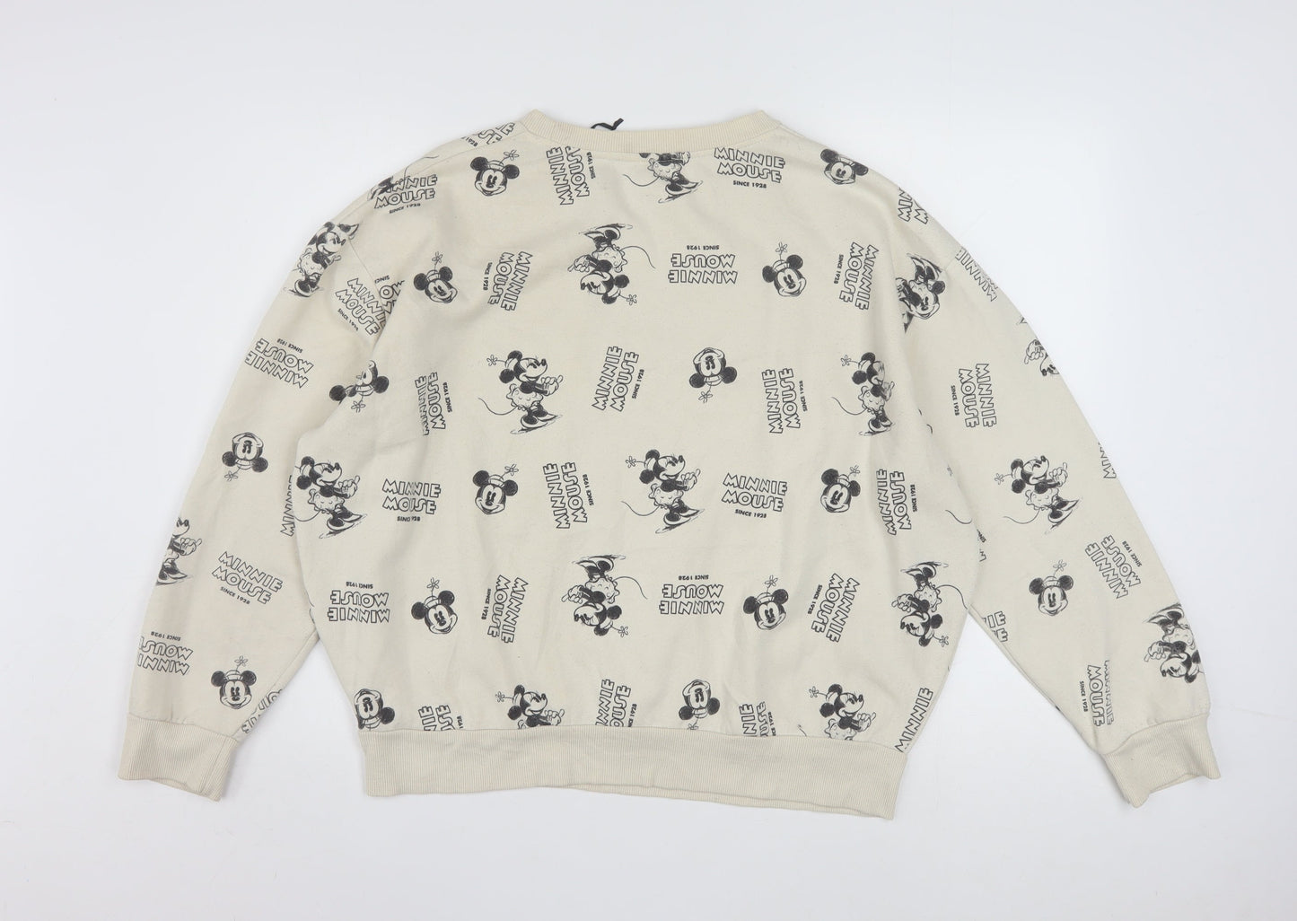 Disney Women Beige Minnie Mouse Pullover Sweatshirt L