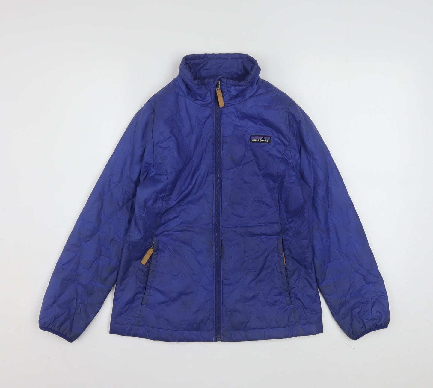 Patagonia Boys Blue Insulated Puffer Jacket Size 10 Years Full Zip Winter Coat