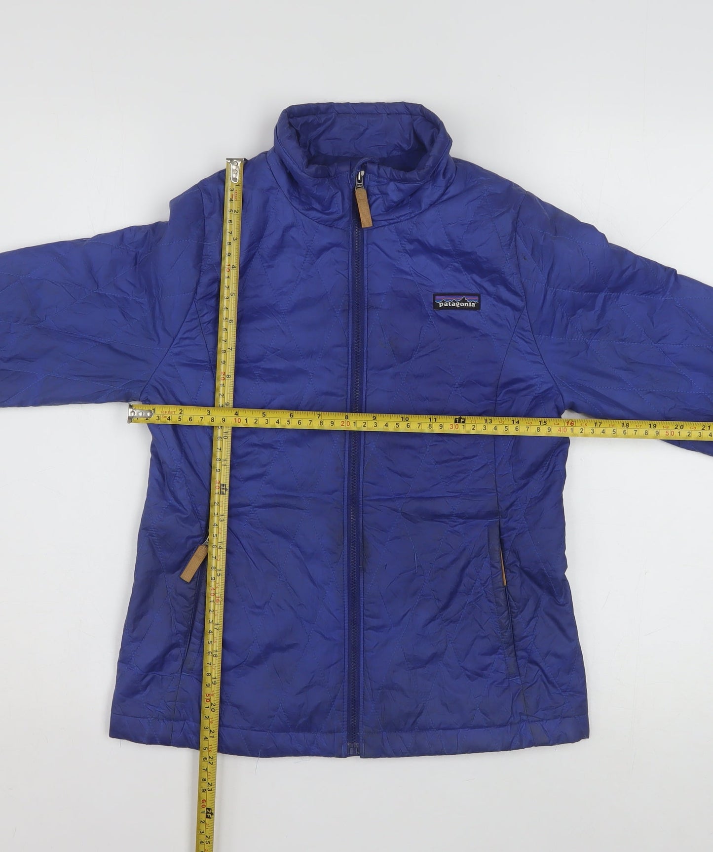 Patagonia Boys Blue Insulated Puffer Jacket Size 10 Years Full Zip Winter Coat