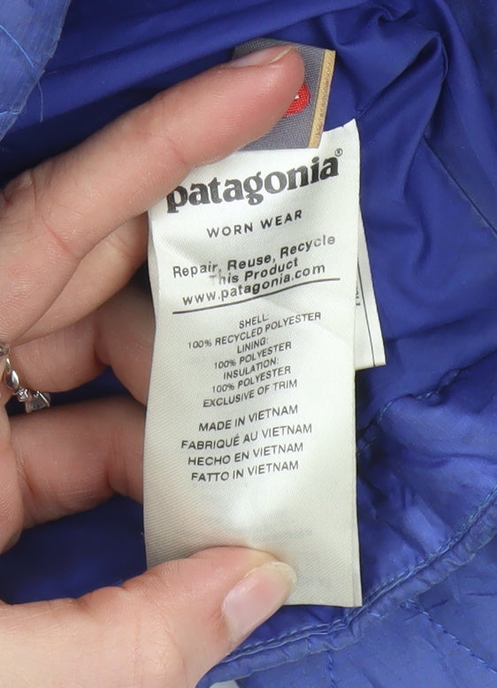 Patagonia Boys Blue Insulated Puffer Jacket Size 10 Years Full Zip Winter Coat