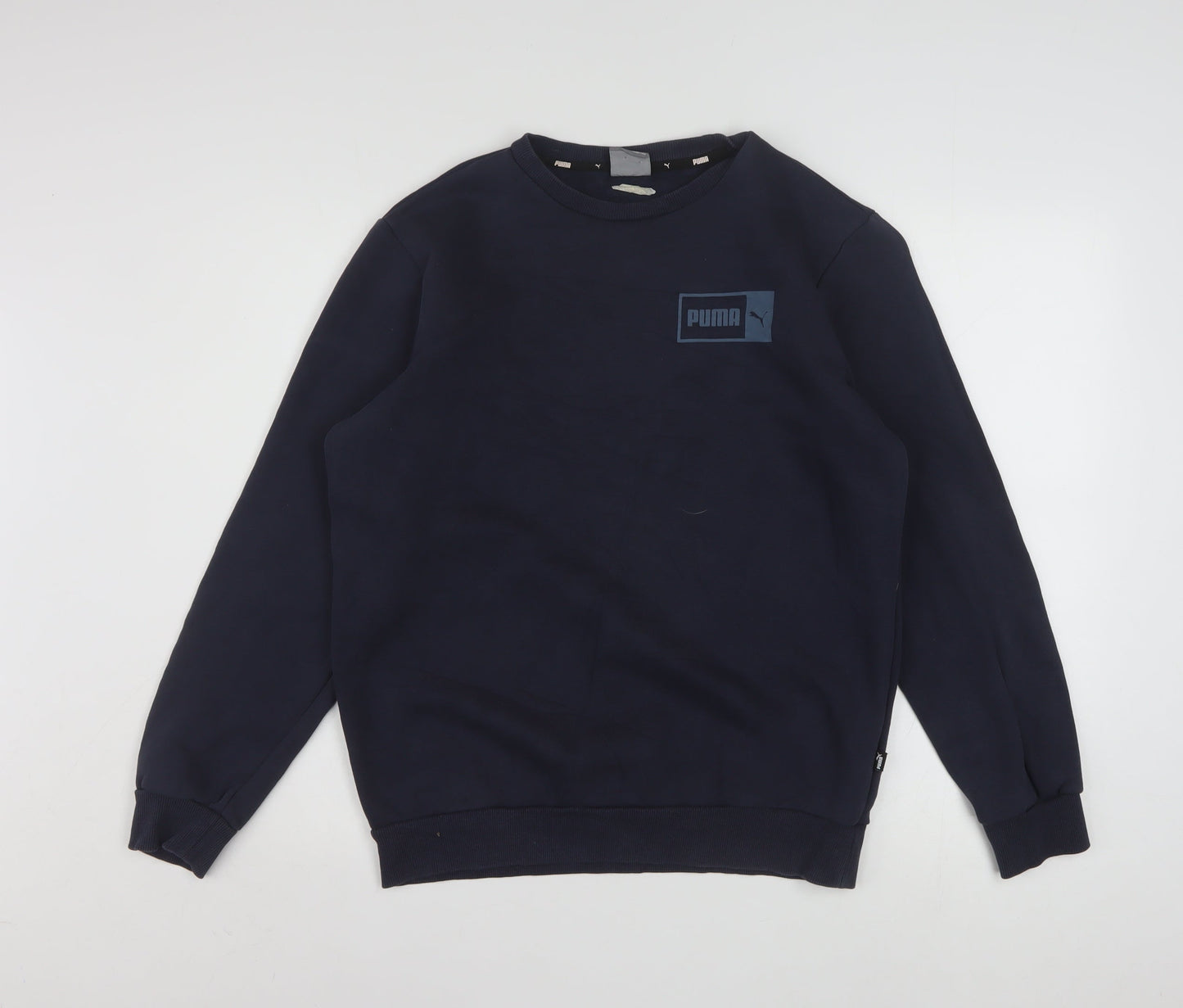 Puma Men's Navy Blue Crew Neck Sweatshirt Size S Classic Logo Pullover