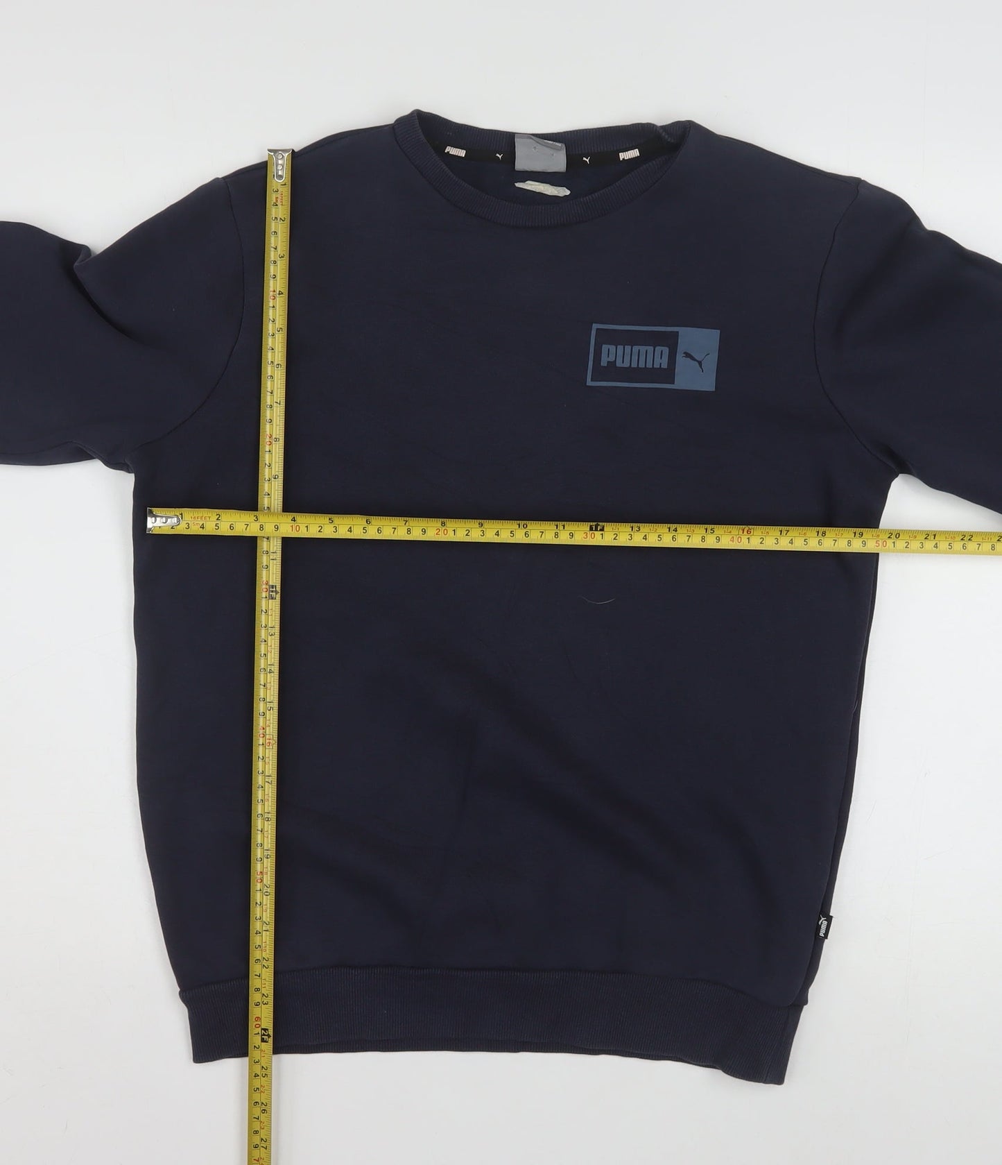 Puma Men's Navy Blue Crew Neck Sweatshirt Size S Classic Logo Pullover
