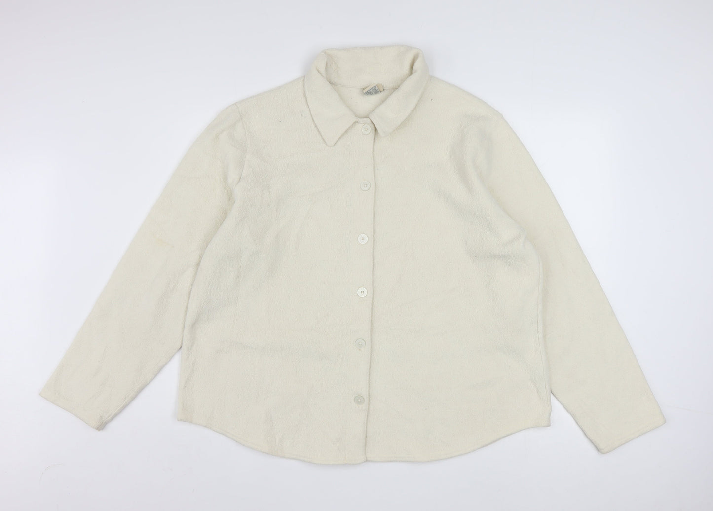 L.L.Bean Women's Ivory Fleece Button Jacket Size XL Regular