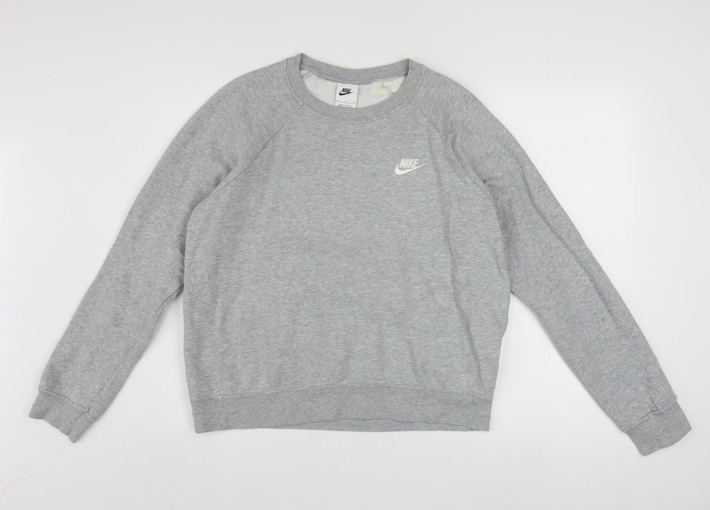 Nike Women Grey Crew Neck Sweatshirt Medium Cotton Blend