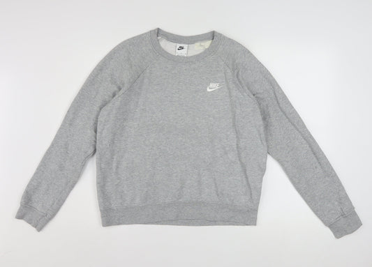 Nike Women Grey Crew Neck Sweatshirt Medium Cotton Blend