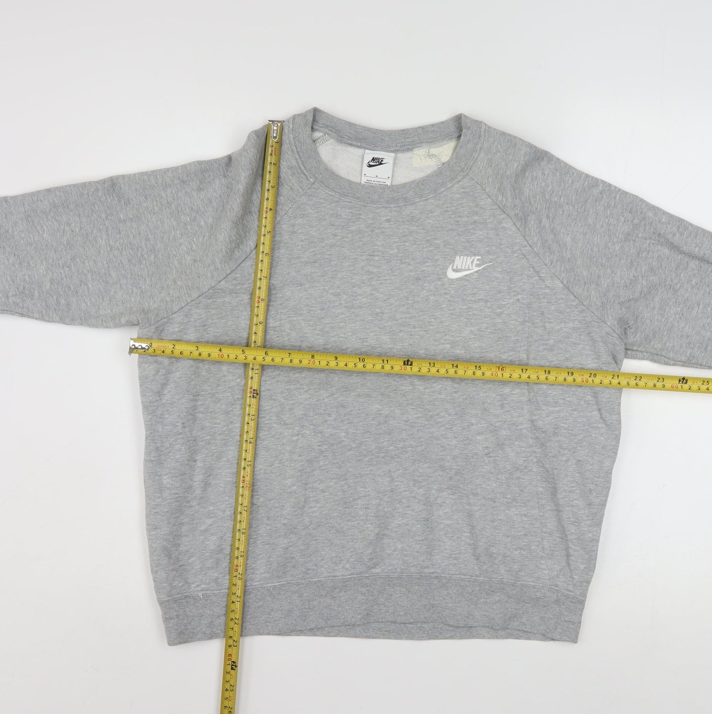 Nike Women Grey Crew Neck Sweatshirt Medium Cotton Blend