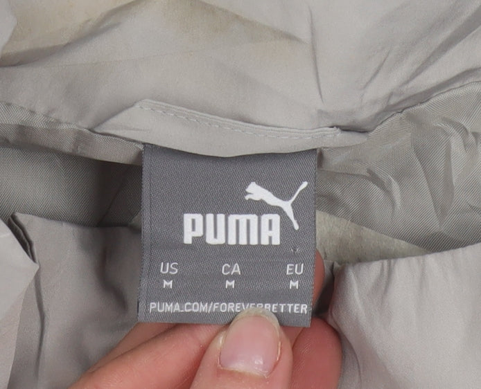 Puma Men's Grey and Black Windbreaker Jacket Size M