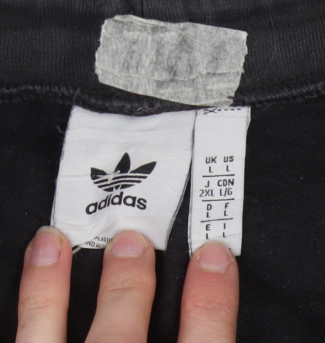 Adidas Mens Black L Jogger Trousers Cotton Blend Activewear