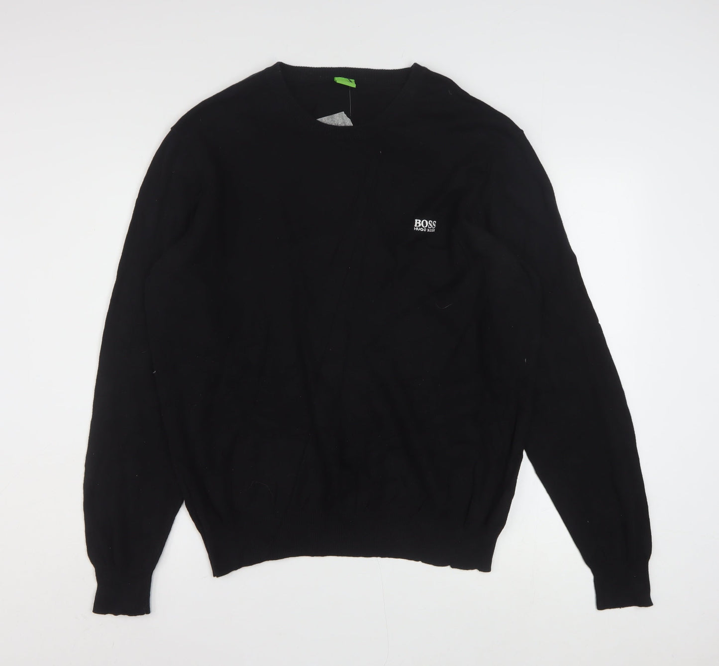 Hugo Boss Men’s Black 2XL Crew Neck Cotton Pullover Jumper