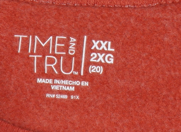 Time and Tru Women's Spiced Cider Orange Pullover Sweatshirt Size 20 XXL Cotton Blend