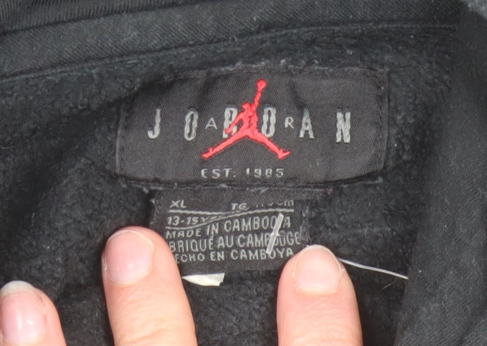 Jordan Boys Black Hoodie XL 13-15 Years Pullover Fleece Jumpman Logo