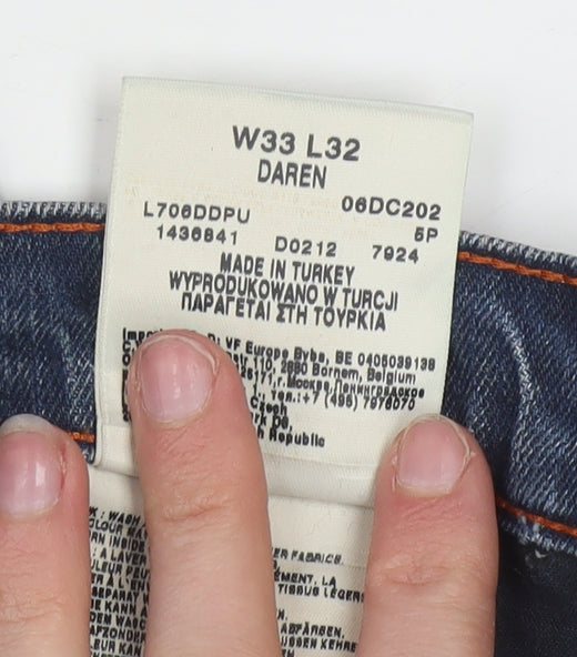 Lee Men’s Blue Daren Straight Leg Denim Jeans W33 L32