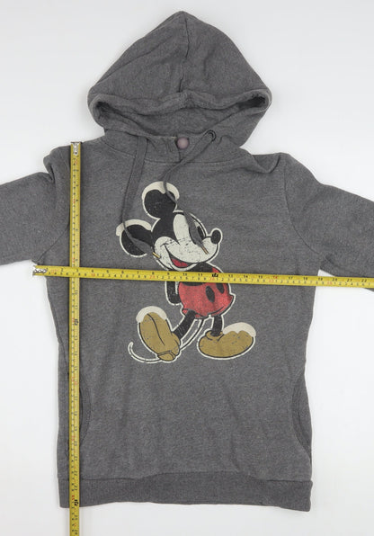 Back view of Disney Women Grey Mickey Mouse Pullover Hoodie Medium Cotton Blend