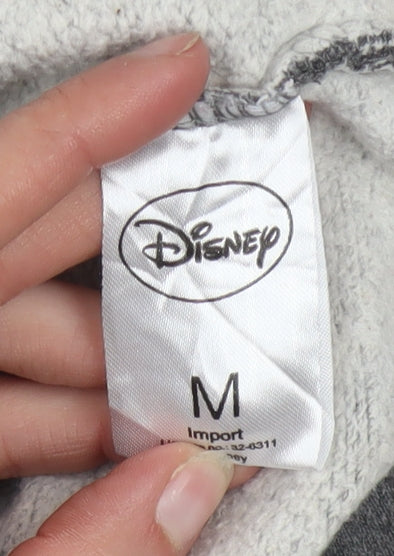 Brand and care label for Disney Women Grey Mickey Mouse Pullover Hoodie Medium Cotton Blend