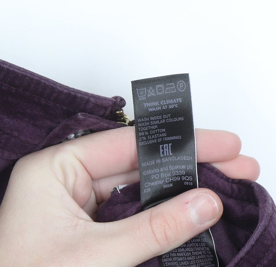Marks and Spencer Women Purple A-Line Corduroy Skirt Size 10