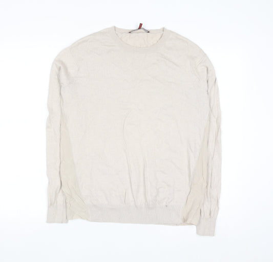 Comptoir des Cotonniers Women Beige L Crew Neck Pullover Jumper