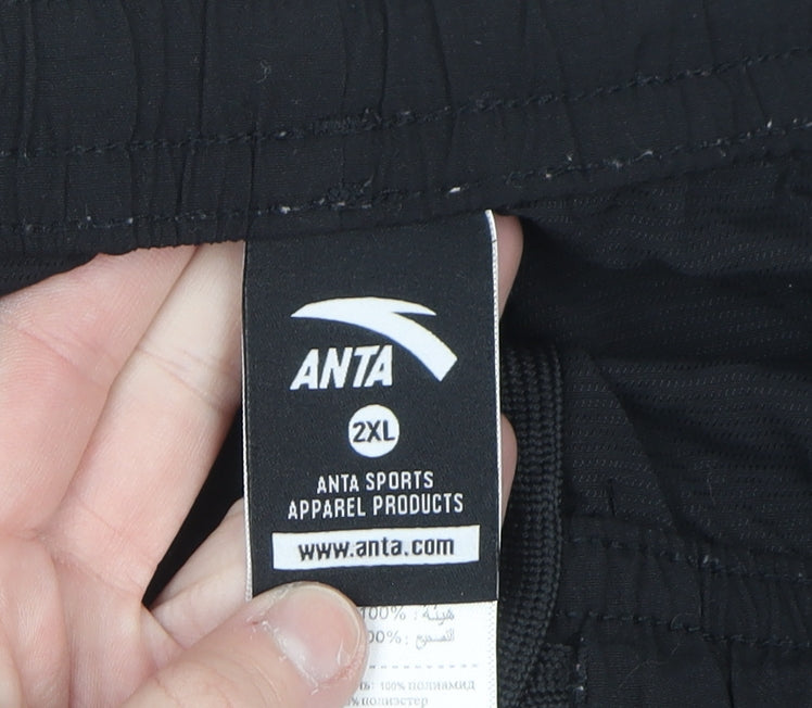 Anta Men's Black 2XL Jogger Activewear Trousers with Side Stripes