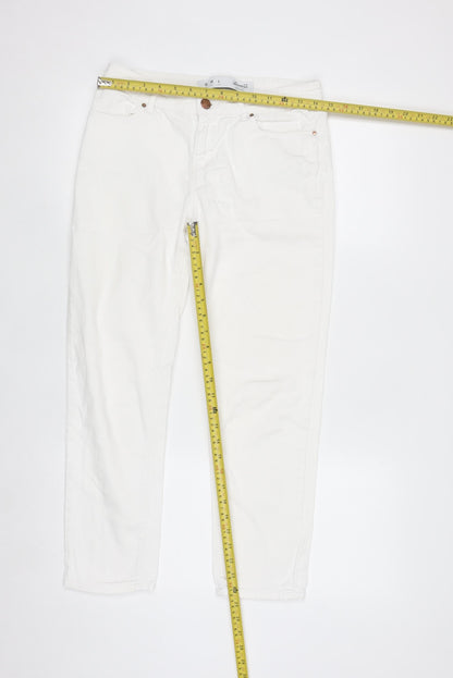 Back view of Denim Co. Women's White, size 10, Straight Stretch Jeans