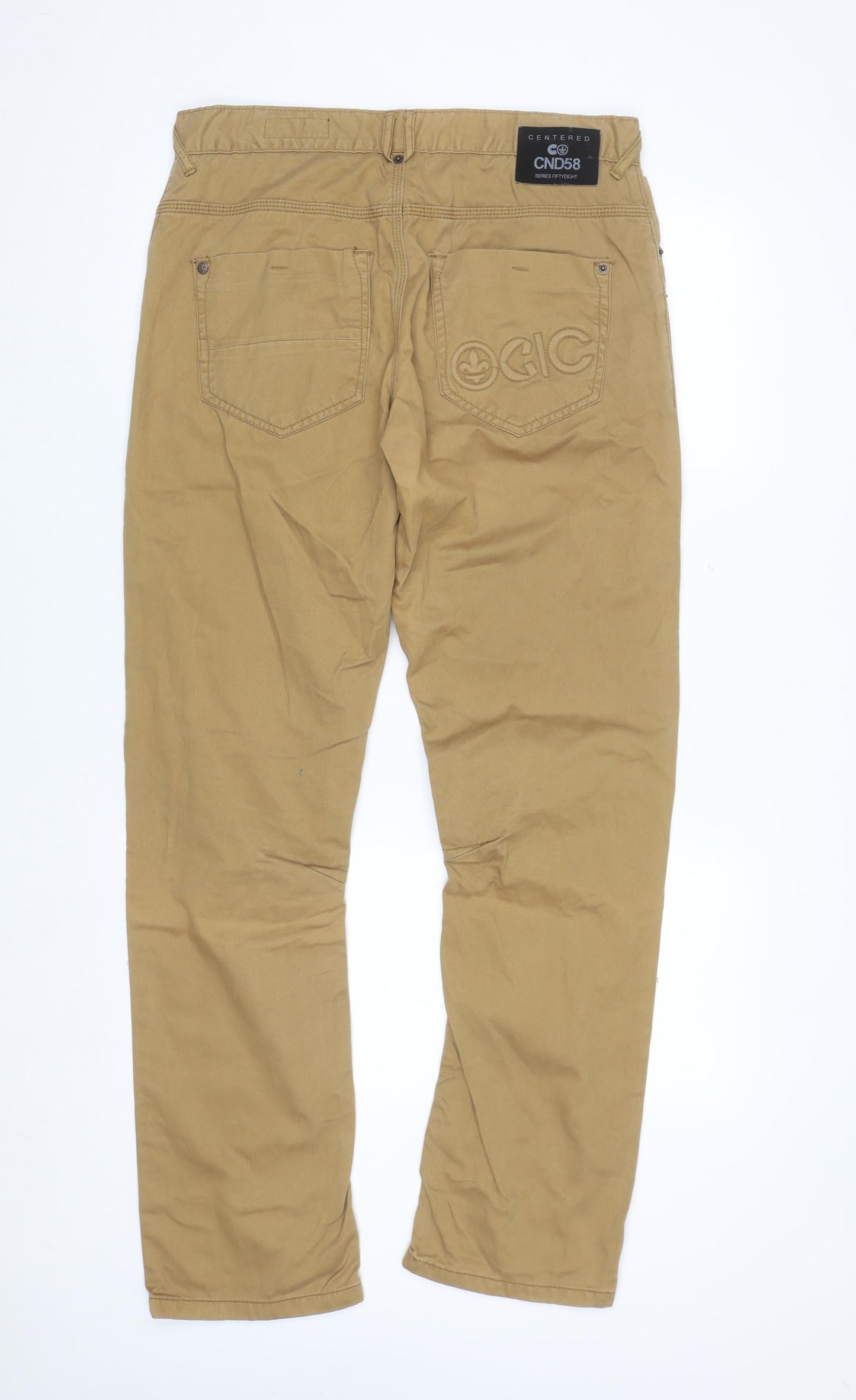 Dunnes Mens Beige Cotton Chino Trousers W34 L34 Classic Fit