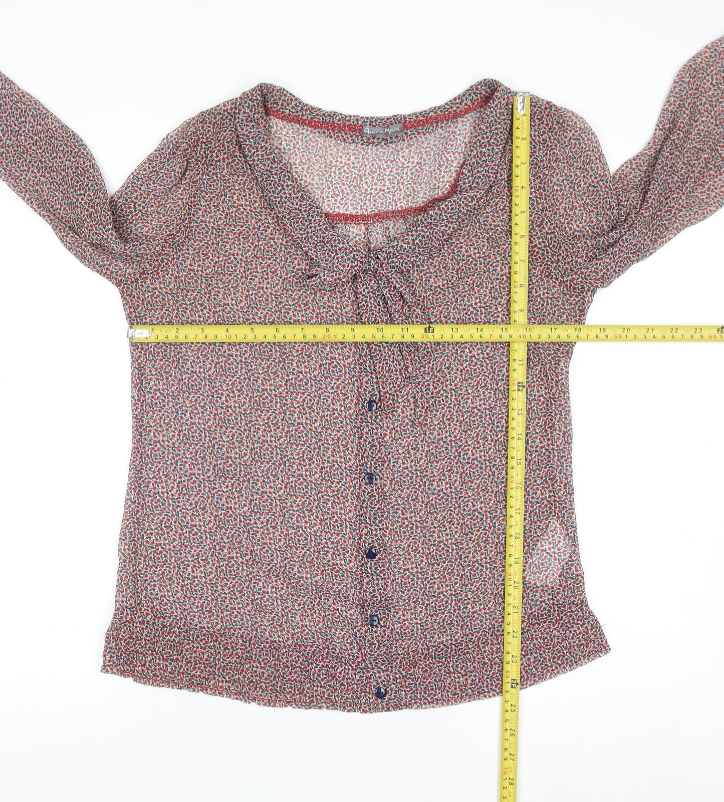 Grain de Malice Womens Multicoloured Floral Chiffon Blouse Size 10