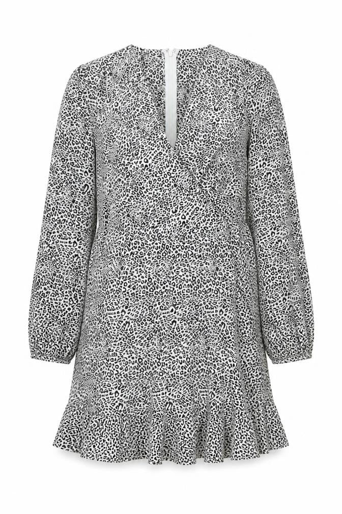 AX Paris Women’s Black Leopard Print Wrap Dress Size 16 Long Sleeve