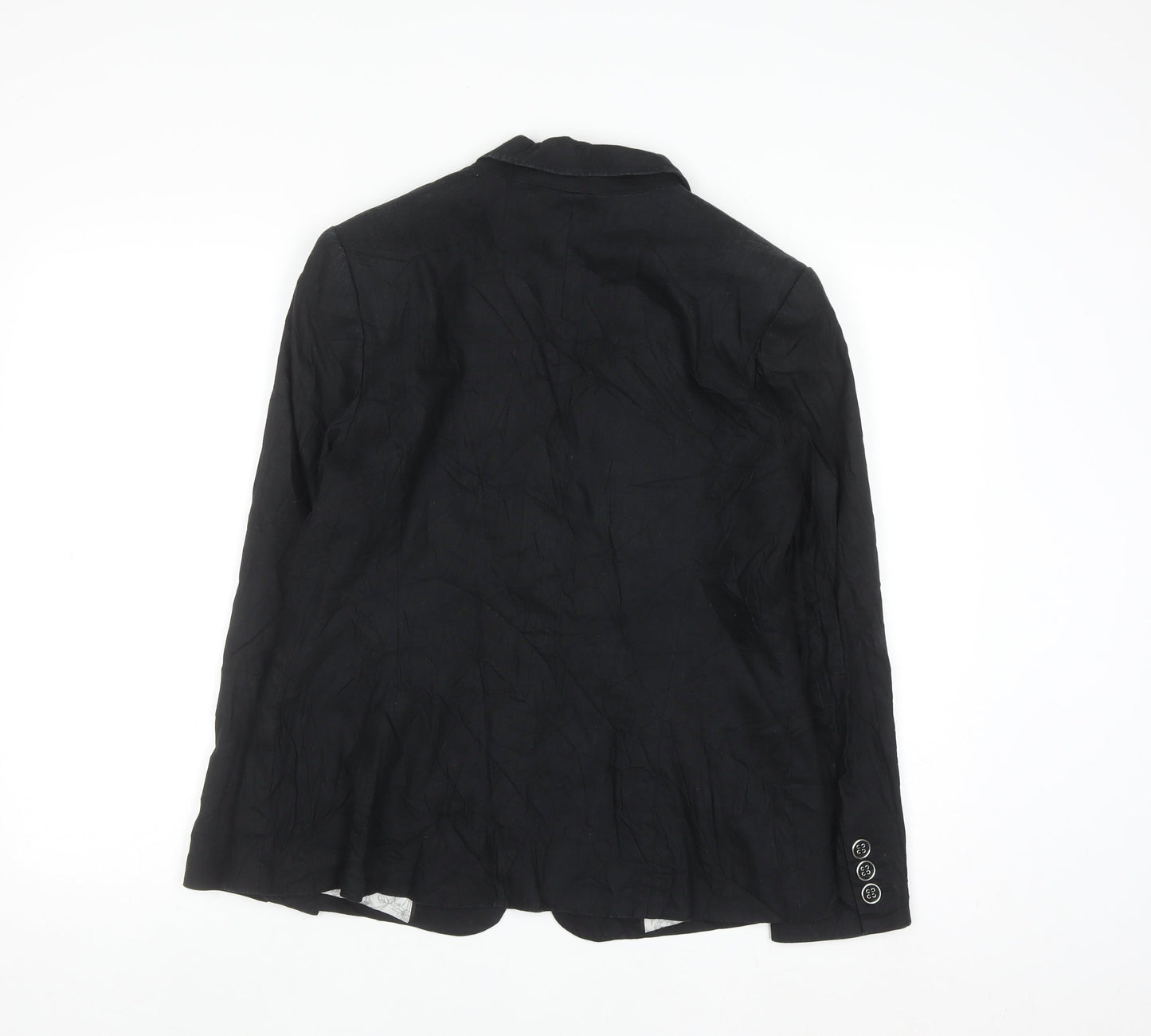Marks and Spencer Women's Black Linen Blend Blazer Jacket Size 14