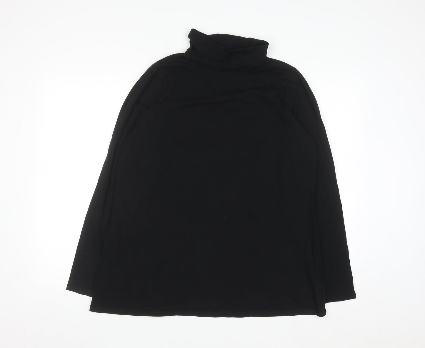 Yours Women's Black Roll Neck Long Sleeve Cotton Top Size 18