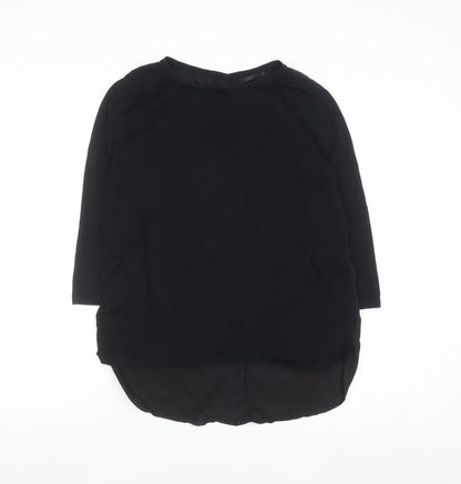Additional front view of COS Women Black 3/4 Sleeve Silk Back Cotton Blouse, size S