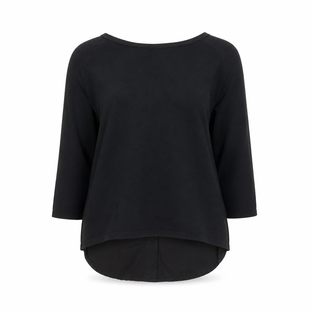 COS Women Black 3/4 Sleeve Silk Back Cotton Blouse Size S