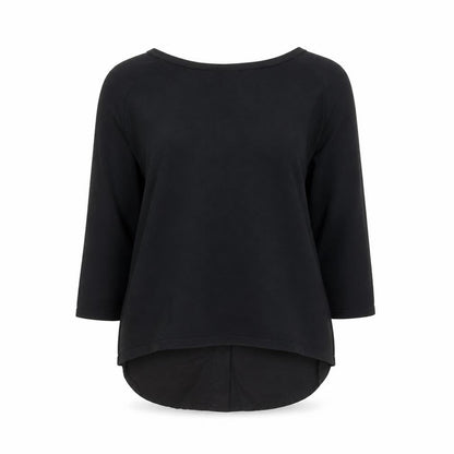 Front view of COS Women Black 3/4 Sleeve Silk Back Cotton Blouse, size S