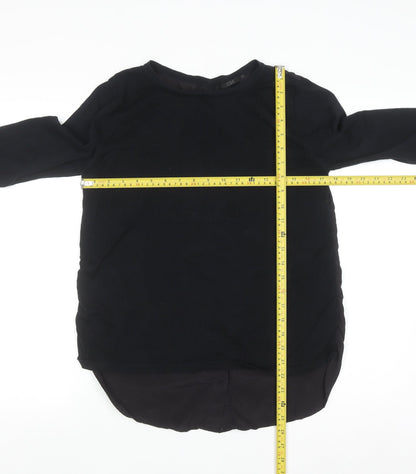 Back view of COS Women Black 3/4 Sleeve Silk Back Cotton Blouse, size S