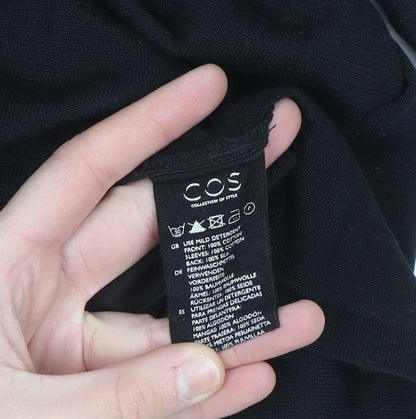 Brand and care label for COS Women Black 3/4 Sleeve Silk Back Cotton Blouse, size S