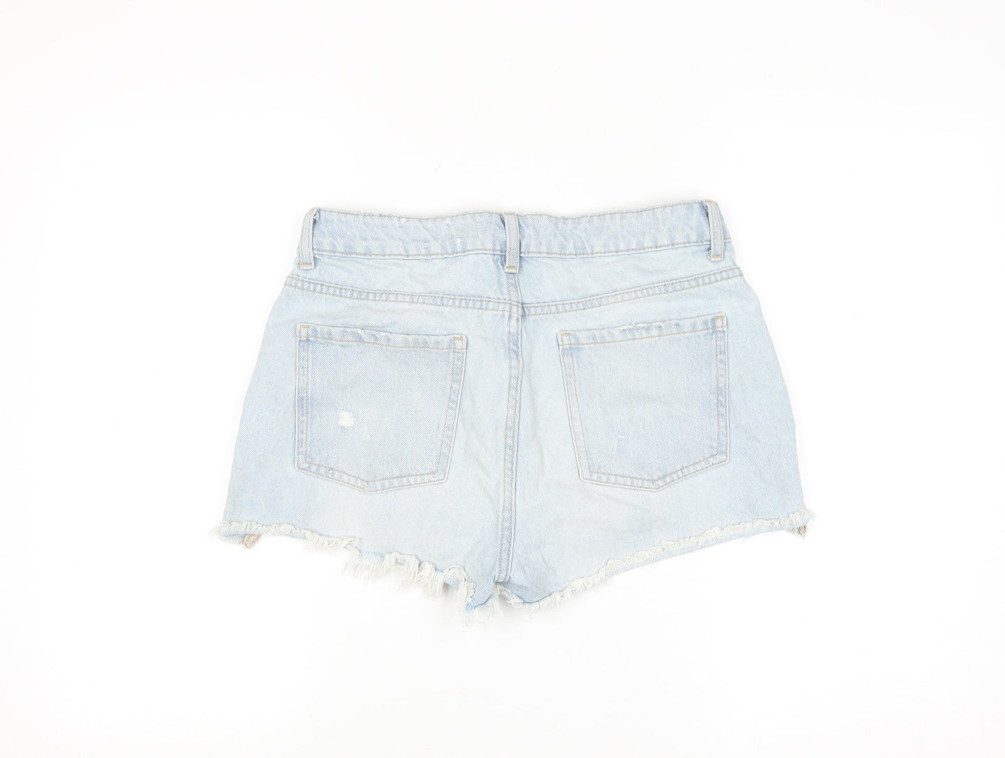Primark Women Light Blue High Rise Cut-Off Denim Shorts Size 10