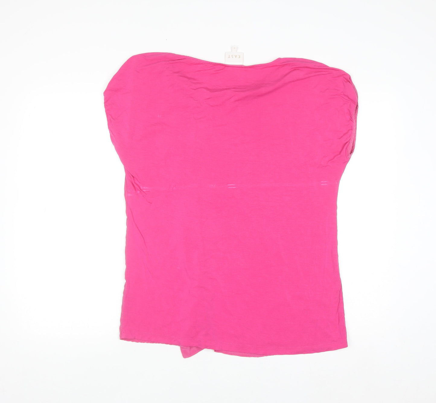 East Women’s Pink Silk Blend Ruffle V-Neck Sleeveless Tunic Blouse Size 12