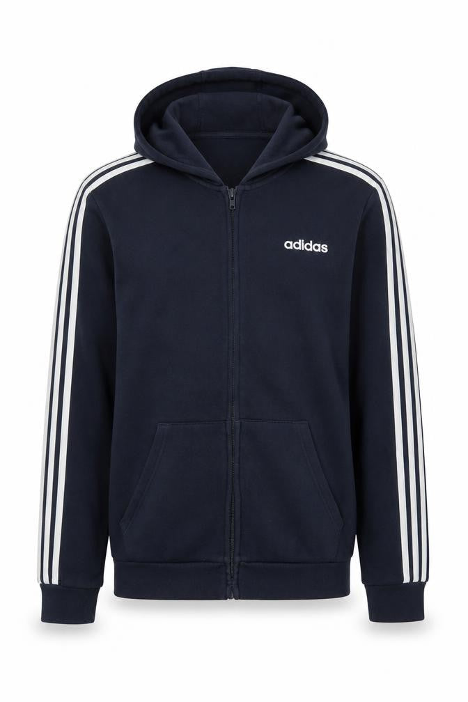Adidas Men's Blue Full Zip Hoodie Size M Sportswear Hooded Sweatshirt