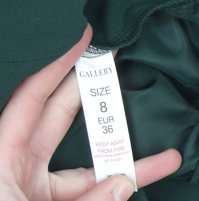 Gallery Women Green Size 8 Slim Fit Tapered Trousers