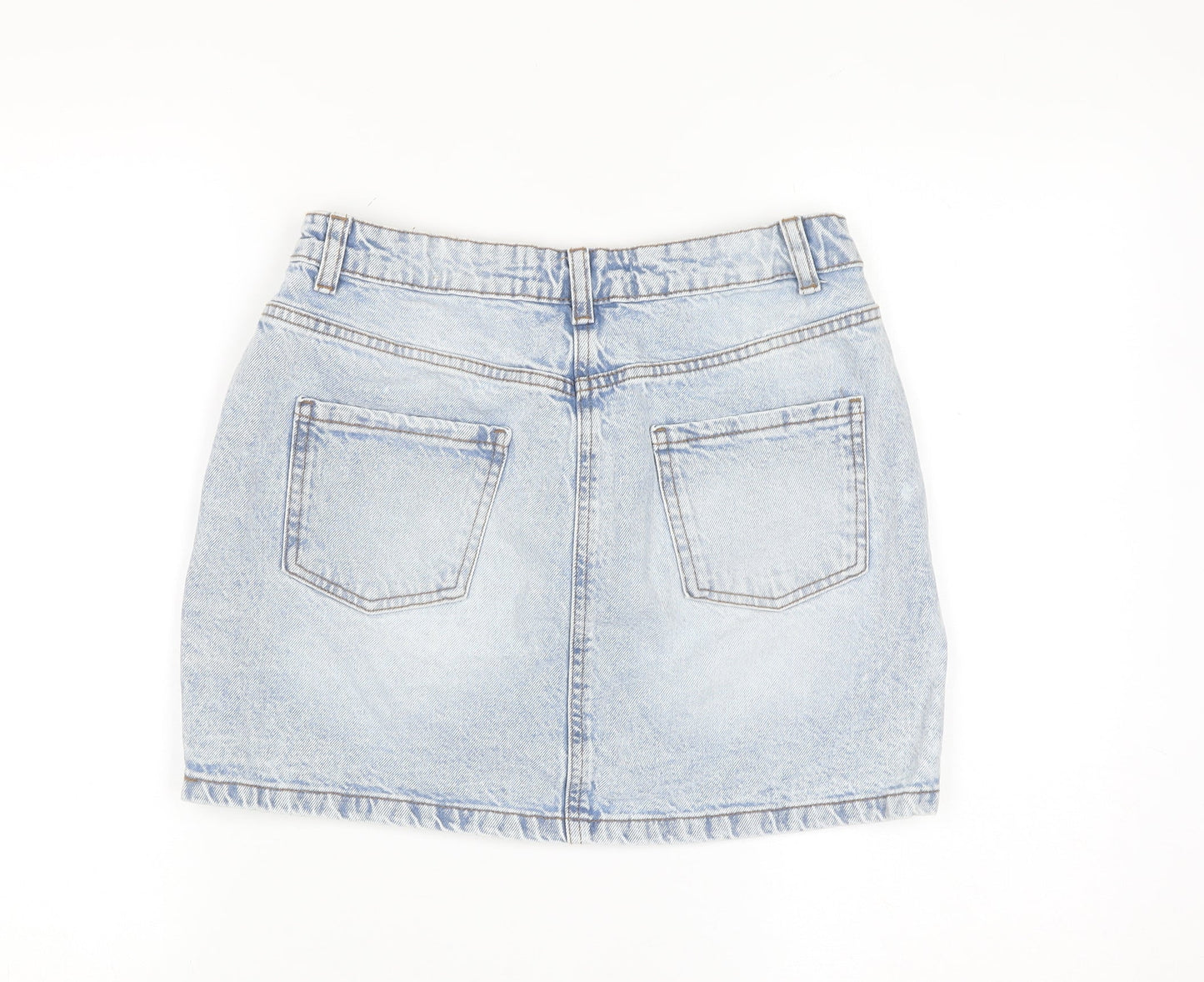 Primark Women Blue Denim Short Skirt Size 8 Straight Style