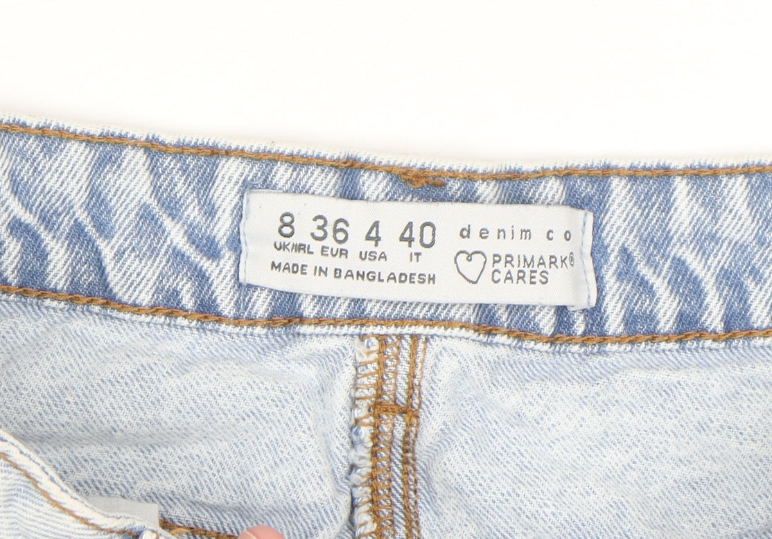 Primark Women Blue Denim Short Skirt Size 8 Straight Style