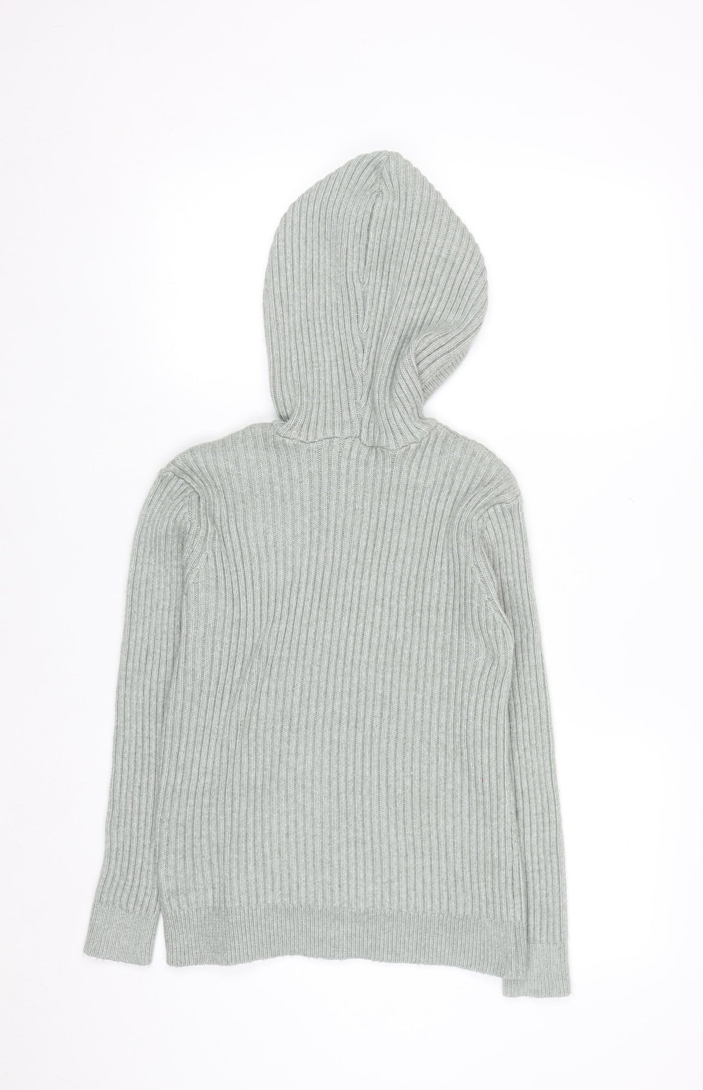Marks and Spencer Women’s Soft Green Hooded Rib Knit Jumper Size M