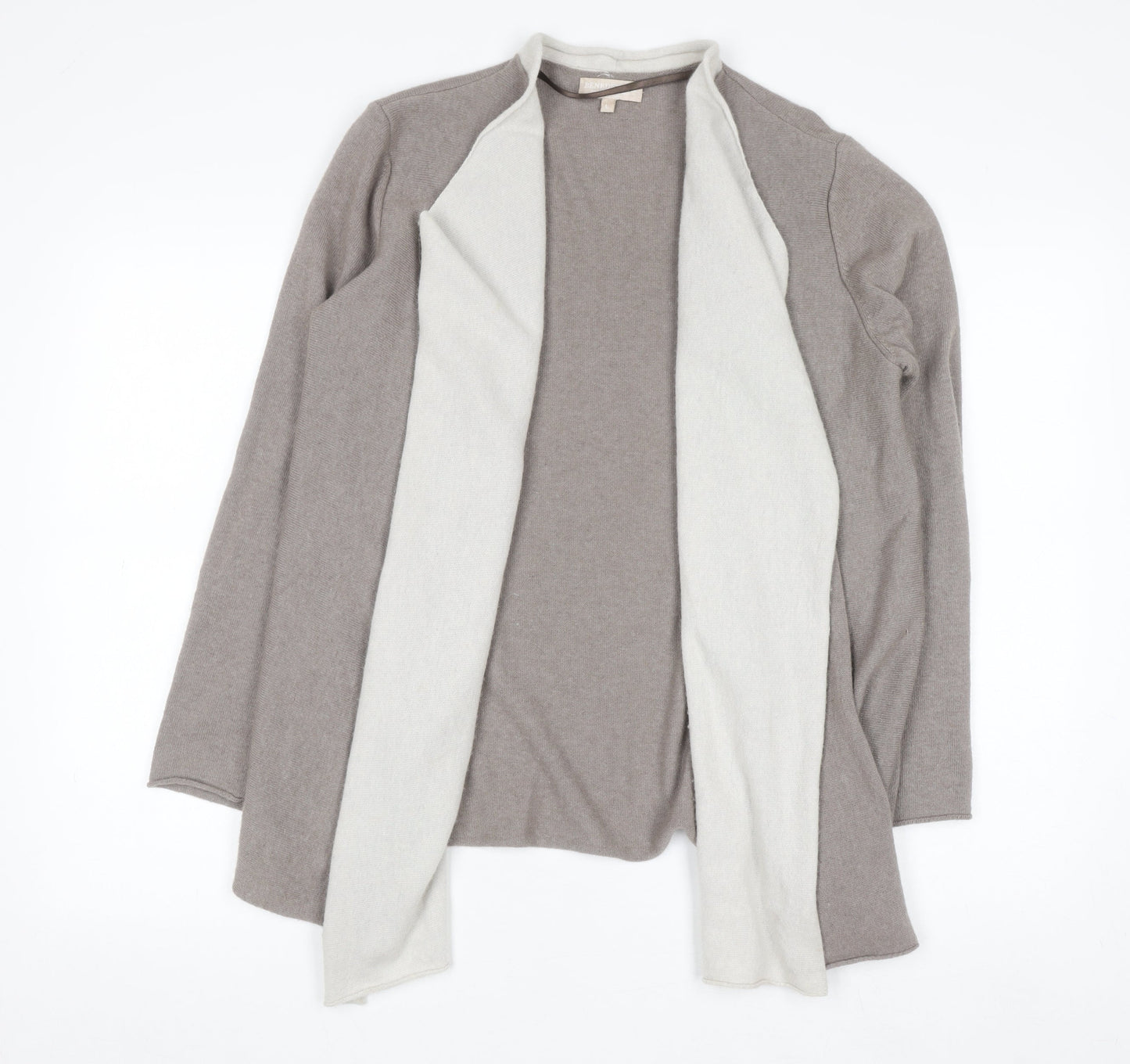Benedetta B. Women's Beige Merino Wool Blend Open Cardigan L