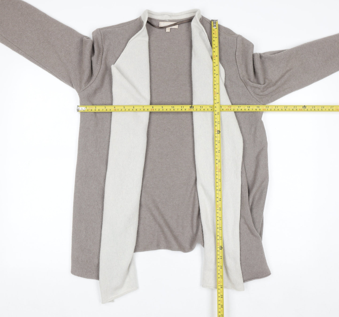 Benedetta B. Women's Beige Merino Wool Blend Open Cardigan L